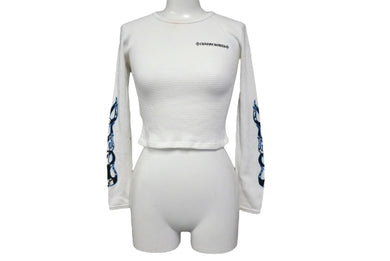 CHROME HEARTS Matty Boy クロムハーツ マティボーイ 長袖Tシャツ サイズXS サーマル プリント ホワイト コットン 良品 中古 64868