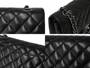 極美品 CHANEL シャネル チェーンショルダーバッグ マトラッセ25 Wフラップラップ ブラックシルバー 11番台 中古 64874
