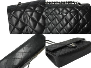 極美品 CHANEL シャネル チェーンショルダーバッグ マトラッセ25 Wフラップラップ ブラックシルバー 11番台 中古 64874