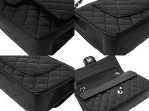 極美品 CHANEL シャネル チェーンショルダーバッグ マトラッセ25 Wフラップラップ ブラックシルバー 11番台 中古 64874