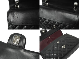 極美品 CHANEL シャネル チェーンショルダーバッグ マトラッセ25 Wフラップラップ ブラックシルバー 11番台 中古 64874