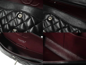 極美品 CHANEL シャネル チェーンショルダーバッグ マトラッセ25 Wフラップラップ ブラックシルバー 11番台 中古 64874