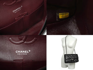 極美品 CHANEL シャネル チェーンショルダーバッグ マトラッセ25 Wフラップラップ ブラックシルバー 11番台 中古 64874