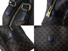Load image into Gallery viewer, CELINE セリーヌ ハーフムーン マカダム ハンドバッグ ボストンバッグ MC97/2 ブラック ブラウン イタリア製 美品 中古 64877