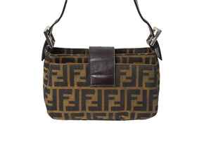 FENDI フェンディ マンマバケット ワンショルダーバッグ ズッカ柄 キャンバス レザー ブラウン シルバー金具 美品 中古 64880 