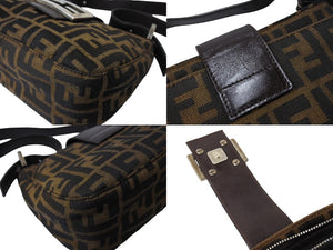 FENDI フェンディ マンマバケット ワンショルダーバッグ ズッカ柄 キャンバス レザー ブラウン シルバー金具 美品 中古 64880 