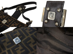 FENDI フェンディ マンマバケット ワンショルダーバッグ ズッカ柄 キャンバス レザー ブラウン シルバー金具 美品 中古 64880 