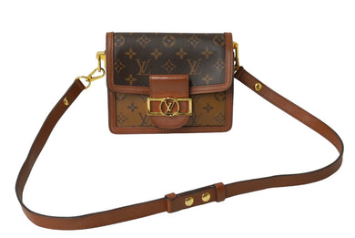 LOUISVUITTON ルイヴィトン ドーフィーヌMINI ショルダーバッグ M44580 モノグラムリバース ブラウン ゴールド金具 良品 中古 64883