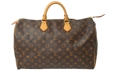 極美品 LOUIS VUITTON ルイ ヴィトン ハンドバッグ スピーディー40 PVCコーティング モノグラム ブラウン ゴールド金具 M41522 中古 64885