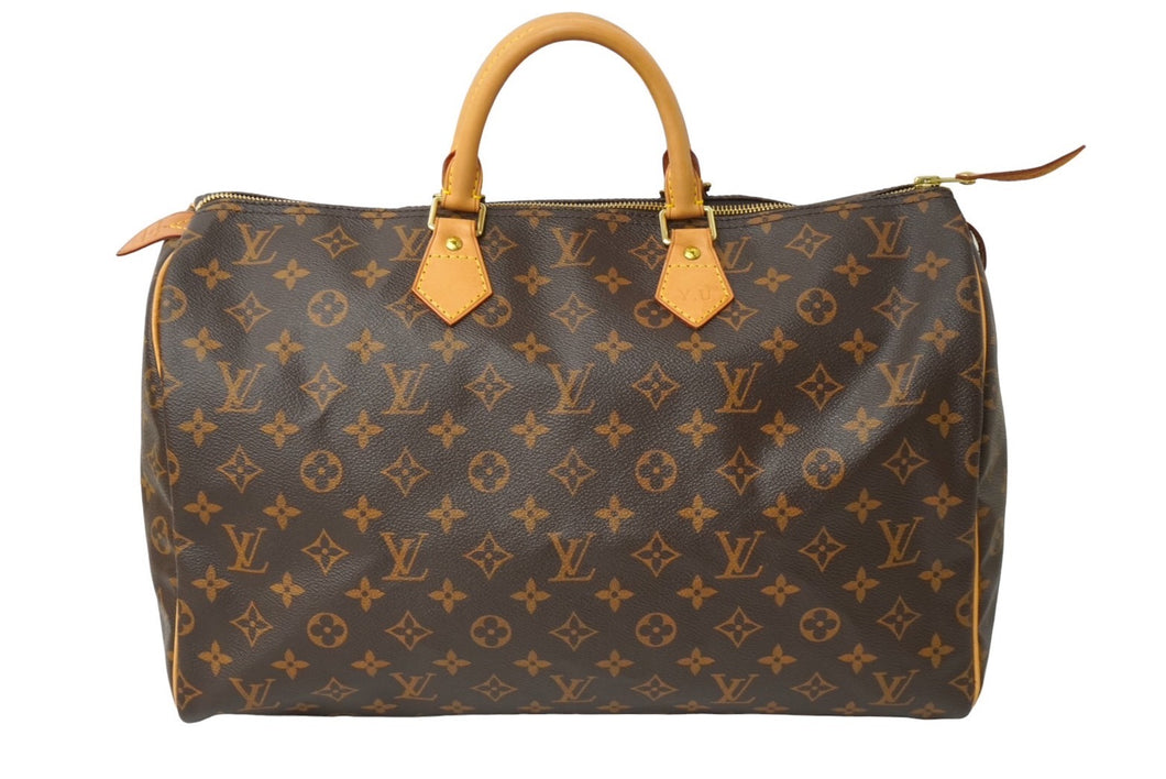 極美品 LOUIS VUITTON ルイ ヴィトン ハンドバッグ スピーディー40 PVCコーティング モノグラム ブラウン ゴールド金具 M41522 中古 64885
