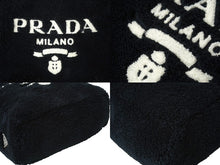 画像をギャラリービューアに読み込む, PRADA プラダ テリー ミニトート 2way ハンドバッグ レタリングロゴ 1BG447 ブラック ホワイト シルバー金具 良品 中古 64888 