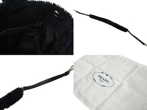PRADA プラダ テリー ミニトート 2way ハンドバッグ レタリングロゴ 1BG447 ブラック ホワイト シルバー金具 良品 中古 64888 