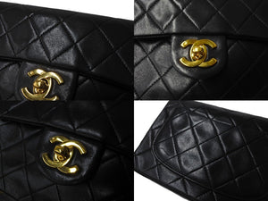 CHANEL シャネル ヴィンテージ ミニマトラッセチェーンショルダーバッグ19cm 1番台 ブラック ゴールド金具 美品 中古 64899