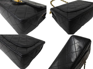 CHANEL シャネル ヴィンテージ ミニマトラッセチェーンショルダーバッグ19cm 1番台 ブラック ゴールド金具 美品 中古 64899