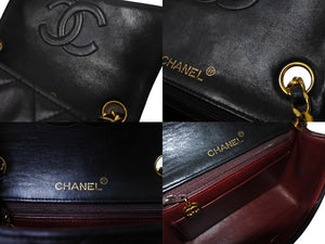 CHANEL シャネル ヴィンテージ ミニマトラッセチェーンショルダーバッグ19cm 1番台 ブラック ゴールド金具 美品 中古 64899