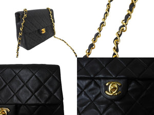 CHANEL シャネル ミニマトラッセ20 チェーンショルダーバッグ 1番台 ラムスキン ブラック ゴールド金具 美品 中古 64891