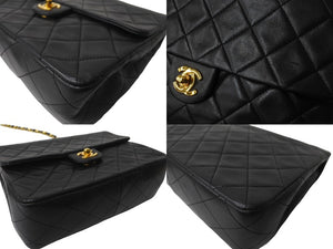 CHANEL シャネル ミニマトラッセ20 チェーンショルダーバッグ 1番台 ラムスキン ブラック ゴールド金具 美品 中古 64891