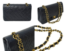 Load image into Gallery viewer, CHANEL シャネル マトラッセ Wフラップチェーンショルダーバッグ 1番台 ラムスキン 25cm ネイビー ゴールド金具 中古 64892