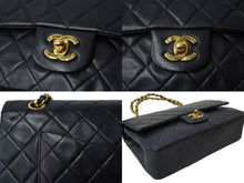 Load image into Gallery viewer, CHANEL シャネル マトラッセ Wフラップチェーンショルダーバッグ 1番台 ラムスキン 25cm ネイビー ゴールド金具 中古 64892