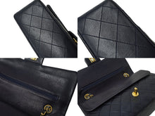 Load image into Gallery viewer, CHANEL シャネル マトラッセ Wフラップチェーンショルダーバッグ 1番台 ラムスキン 25cm ネイビー ゴールド金具 中古 64892