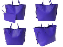 画像をギャラリービューアに読み込む, 極美品 LOUIS VUITTON ルイヴィトン トートバッグ ネヴァーフルMM ポーチ付 M40883 フィグ パープル シルバー金具 中古 64893