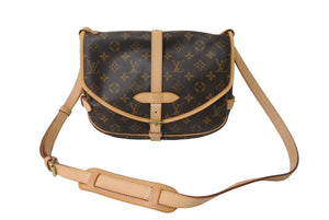 極美品 LOUIS VUITTON ルイヴィトン ソミュール30 ショルダーバッグ ブラウン モノグラム ロゴ 斜めがけ M42256 中古 64895