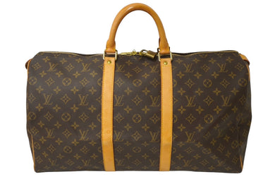 LOUISVUITTON ルイヴィトン キーポル50 ボストンバッグ M41426 PVCコーティングキャンバス ブラウン 美品 中古 64897