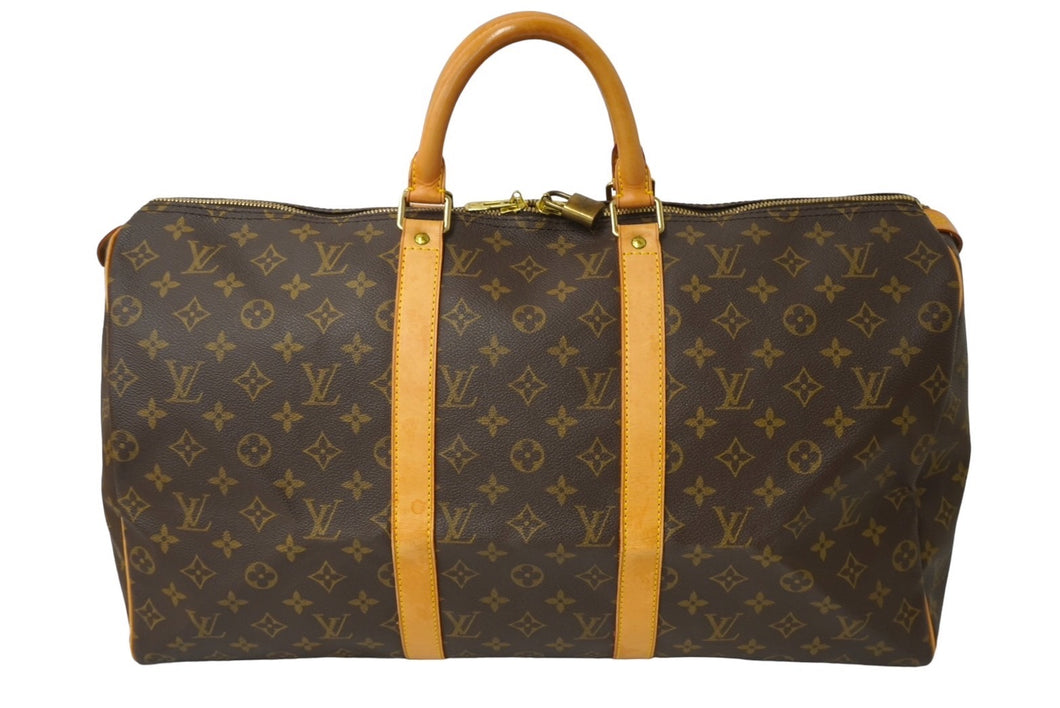 LOUISVUITTON ルイヴィトン キーポル50 ボストンバッグ M41426 PVCコーティングキャンバス ブラウン 美品 中古 64897