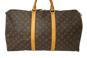 LOUISVUITTON ルイヴィトン キーポル50 ボストンバッグ M41426 PVCコーティングキャンバス ブラウン 美品 中古 64897