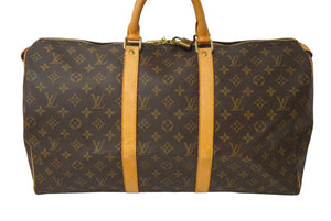 LOUISVUITTON ルイヴィトン キーポル50 ボストンバッグ M41426 PVCコーティングキャンバス ブラウン 美品 中古 64897