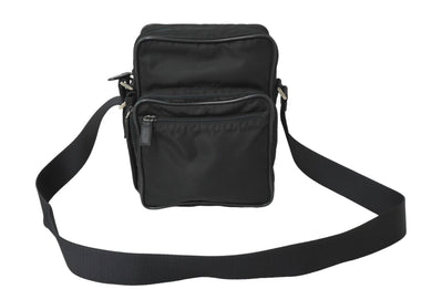 PRADA プラダ ミニメッセンジャーショルダーバッグ トライアングルロゴ ナイロン シルバー ブラック金具 美品 中古 64902 