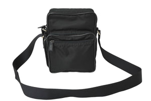 PRADA プラダ ミニメッセンジャーショルダーバッグ トライアングルロゴ ナイロン シルバー ブラック金具 美品 中古 64902 