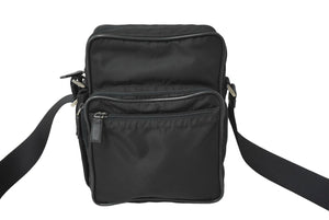PRADA プラダ ミニメッセンジャーショルダーバッグ トライアングルロゴ ナイロン シルバー ブラック金具 美品 中古 64902 