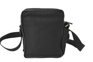 PRADA プラダ ミニメッセンジャーショルダーバッグ トライアングルロゴ ナイロン シルバー ブラック金具 美品 中古 64902 