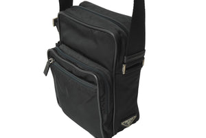 PRADA プラダ ミニメッセンジャーショルダーバッグ トライアングルロゴ ナイロン シルバー ブラック金具 美品 中古 64902 