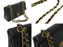 Load image into Gallery viewer, CHANEL シャネル チェーンショルダーバッグ Wフラップ マトラッセ 23cm ココマーク ラムスキン 1番台 ブラック ゴールド金具 美品 中古 64907