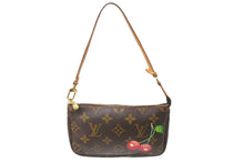 Load image into Gallery viewer, LOUIS VUITTON ルイヴィトン ポシェット アクセソワール アクセサリーポーチ 村上隆 M95008 モノグラム チェリー ブラウン 美品 中古 64910