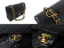 Load image into Gallery viewer, 極美品 CHANEL シャネル チェーンショルダーバッグ マトラッセ25 ラムスキン Wフラップラップ ブラックゴールド 6番台 中古 64911