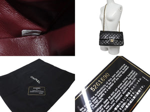 極美品 CHANEL シャネル チェーンショルダーバッグ マトラッセ25 ラムスキン Wフラップラップ ブラックゴールド 6番台 中古 64911