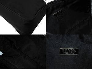 極美品 PRADA プラダ ハンドバッグ ホーボーショルダーバッグ ミニバックMV515 三角プレート ナイロン ブラック 中古 64912 