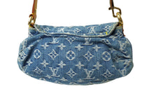 画像をギャラリービューアに読み込む, LOUIS VUITTON ルイヴィトン ハンドバッグ モノグラムデニム ミニプリーティ ブルー ゴールド金具 M95050 美品 中古 64913