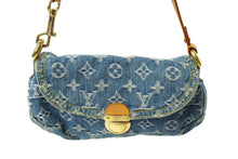 画像をギャラリービューアに読み込む, LOUIS VUITTON ルイヴィトン ハンドバッグ モノグラムデニム ミニプリーティ ブルー ゴールド金具 M95050 美品 中古 64913