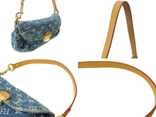 画像をギャラリービューアに読み込む, LOUIS VUITTON ルイヴィトン ハンドバッグ モノグラムデニム ミニプリーティ ブルー ゴールド金具 M95050 美品 中古 64913