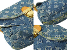 画像をギャラリービューアに読み込む, LOUIS VUITTON ルイヴィトン ハンドバッグ モノグラムデニム ミニプリーティ ブルー ゴールド金具 M95050 美品 中古 64913