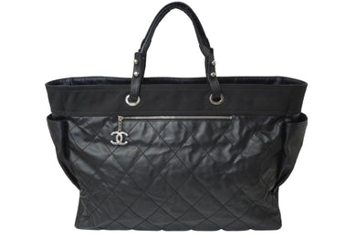 CHANEL シャネル トートバッグTGM パリビアリッツ 11番台 コーティングキャンバス レザー ブラック シルバー金具 美品 中古 64915