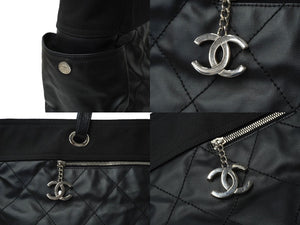CHANEL シャネル トートバッグTGM パリビアリッツ 11番台 コーティングキャンバス レザー ブラック シルバー金具 美品 中古 64915