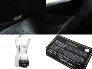 CHANEL シャネル ミニマトラッセ17 ショルダーバッグ ココマーク 23番台 ラムスキン ブラック シルバー金具 美品 中古 64917