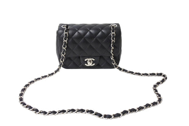 CHANEL シャネル ミニマトラッセ17 ショルダーバッグ ココマーク 23番台 ラムスキン ブラック シルバー金具 美品 中古 64917