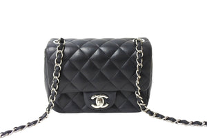 CHANEL シャネル ミニマトラッセ17 ショルダーバッグ ココマーク 23番台 ラムスキン ブラック シルバー金具 美品 中古 64917