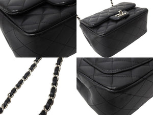 CHANEL シャネル ミニマトラッセ17 ショルダーバッグ ココマーク 23番台 ラムスキン ブラック シルバー金具 美品 中古 64917